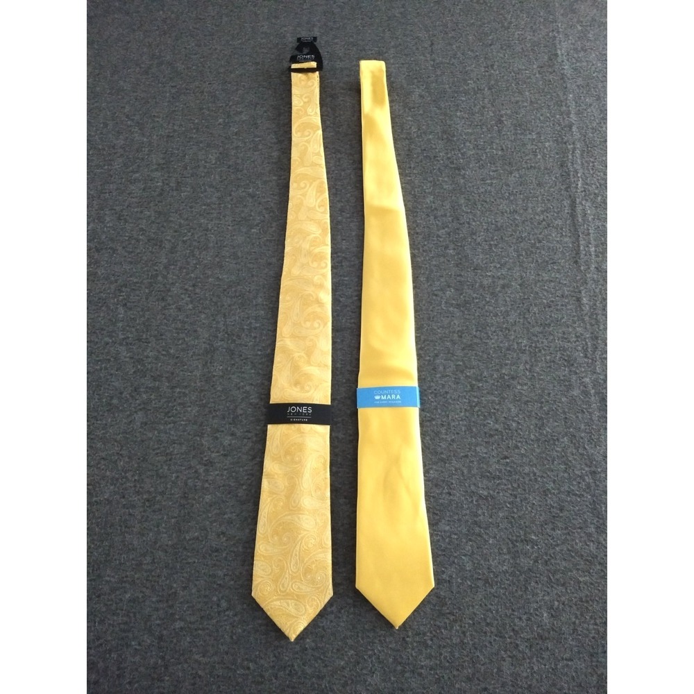 Countess‎ Mara & Jones New York Neck Ties Mens Textured Paisley Soild Yellow NEW